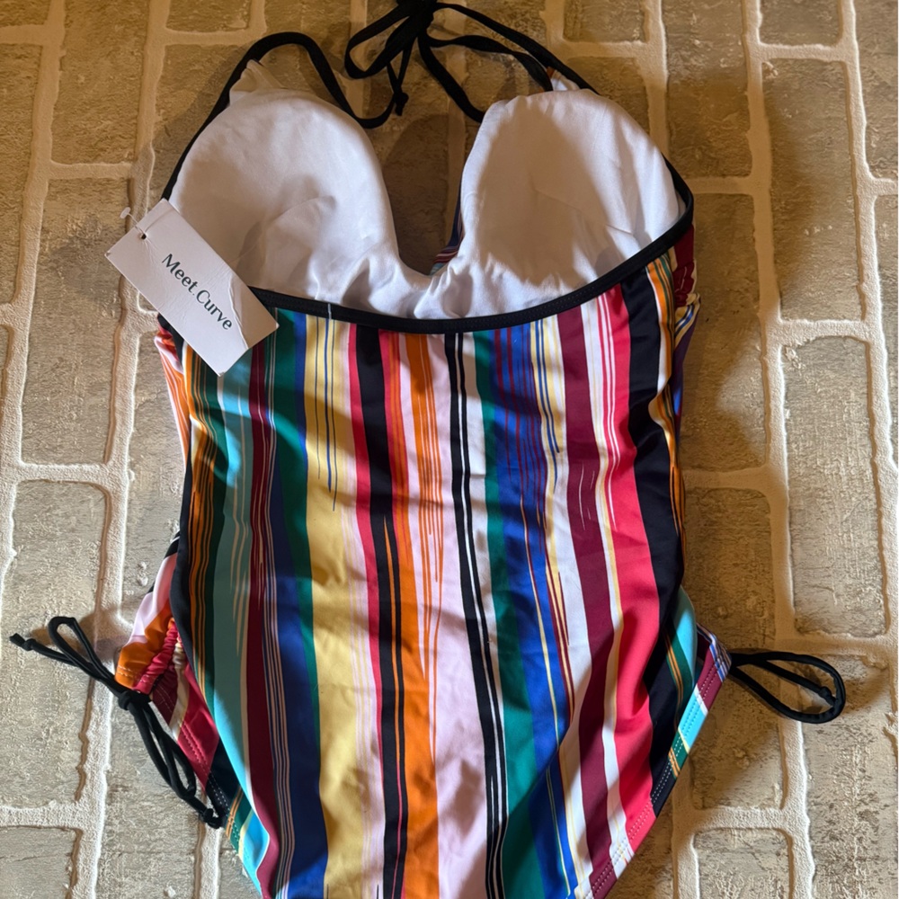 Multicolor Striped Women's One Piece Swimsuit - Picture 5 of 5